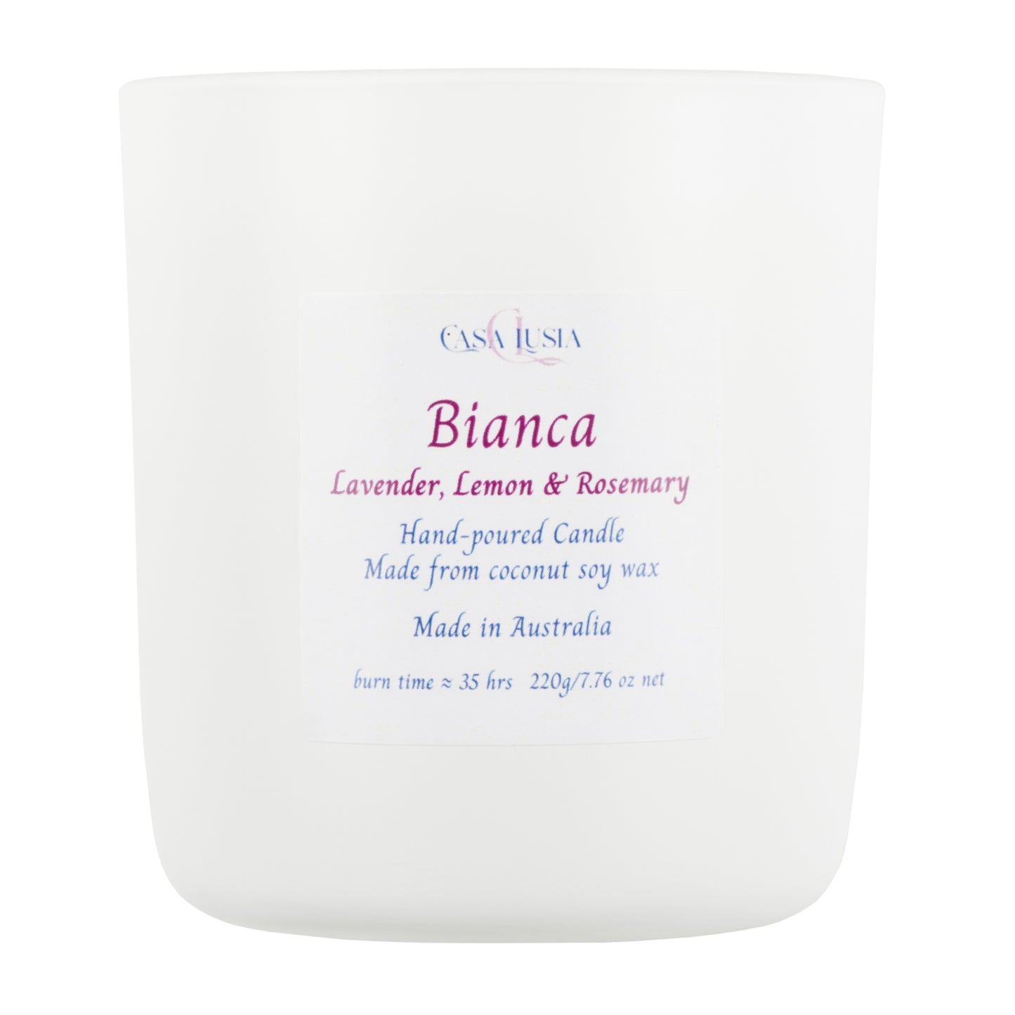 Bianca handmade cocosoy candles, in Lavender Lemon and Rosemary, lavender fragrance, lemon fragrance, rosemary fragrance, candle in detail