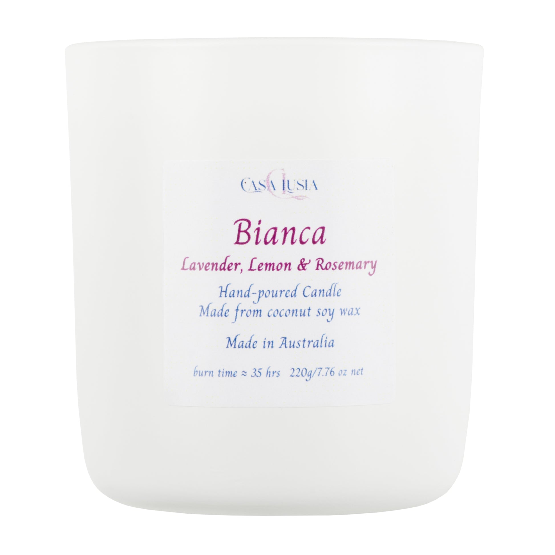 Bianca handmade cocosoy candles, in Lavender Lemon and Rosemary, lavender fragrance, lemon fragrance, rosemary fragrance, candle in detail