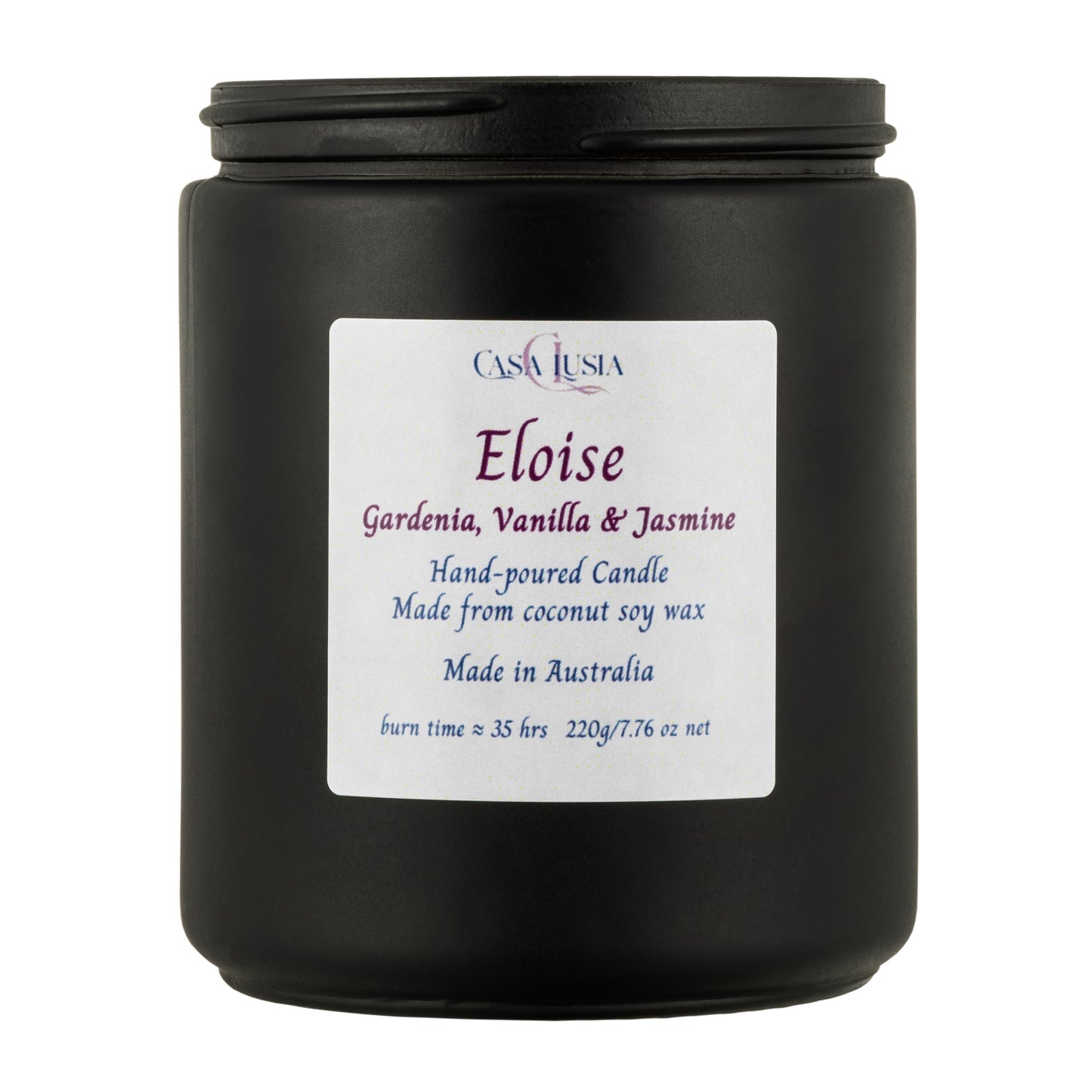 Eloise Handmade Scented Cocosoy Candles, in Gardenia Vanilla and Jasmine, gardenia fragrance, vanilla fragrance, jasmine fragrance, candle in detail