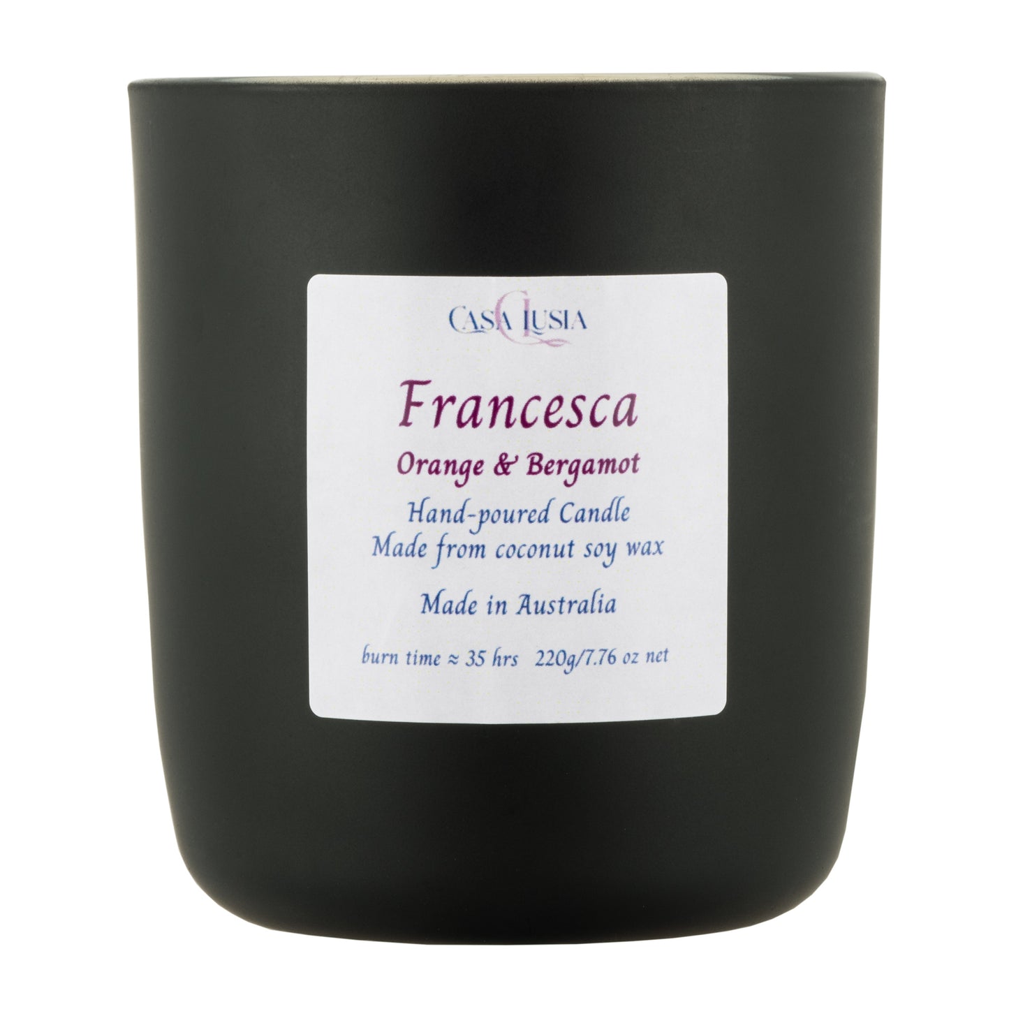 Francesca Handmade Scented Cocosoy Candles, in Orange and Bergamot, orange fragrance, bergamot fragrance, candle in detail